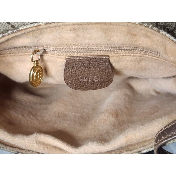 Gucci GG Monogram Supreme Crossbody Bag Brown Leather Trim Vintage - Picture 11 of 16